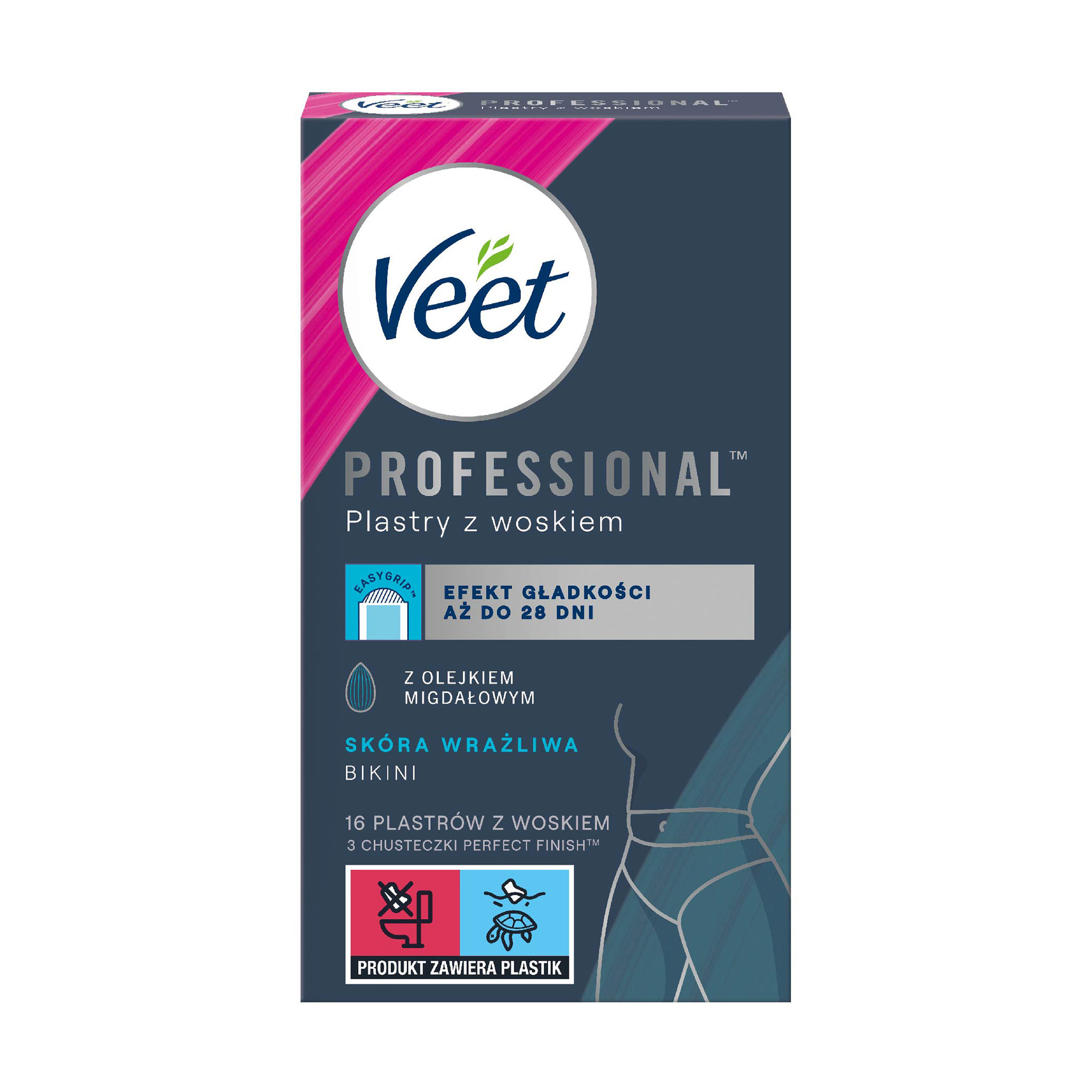 Воскові смужки для депіляції Veet Professional для чутливої шкіри лінії бікіні та під пахвами, 16 шт
